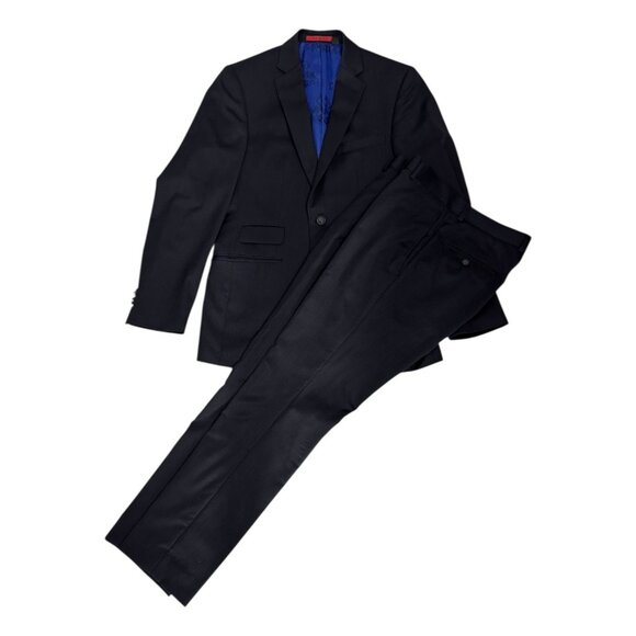 TED BAKER Luxury Designer Wool Blue Business Casual Formal Blazer Suit Mens 38R - Picture 1 of 11